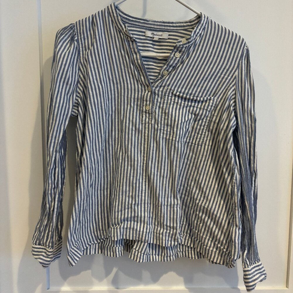 Madewell Striped Cotton Popover Shirt Size M